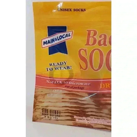 NEW Bacon Socks Novelty fathers day 1 Pair Unisex 1 Size gag bday Gift - Picture 2 of 9